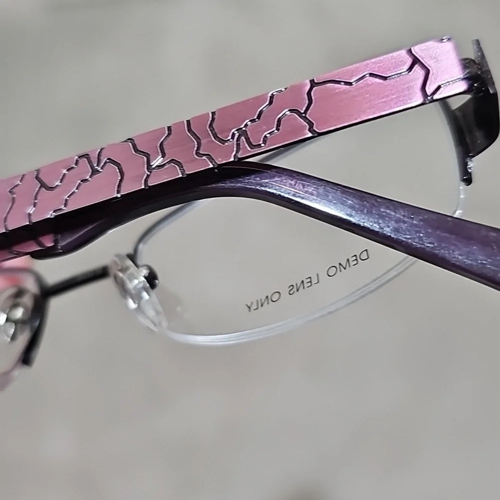 Sleek Dark Metal Rectangular Glasses demo frames only half rim